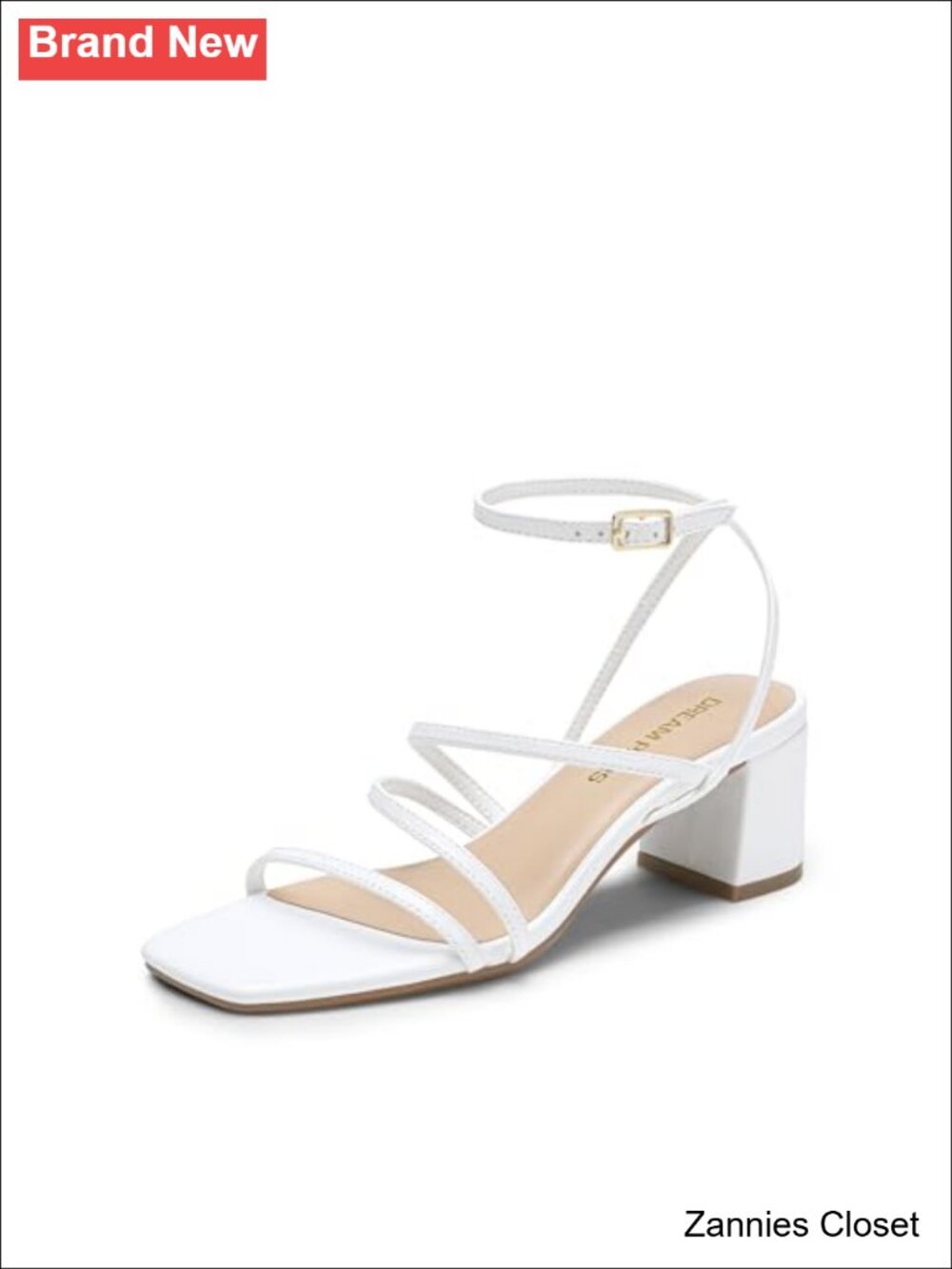 ✨DREAM PAIRS Strappy Rhinestone Block Heel Sandals Square Toe Party Heels